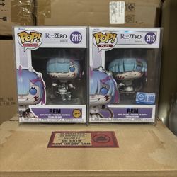 Funko Pop! Re: Zero Chase REM 2113 & Bloody REM Funko Exclusive 2115