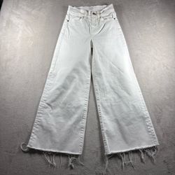 FRAME Denim Le Palazzo Crop Jeans Women’s 23 White Raw Hem Wide Leg #970