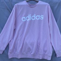 ADIDAS WOMENS PLUS SIZE 3X CREW NECK PULLOVER SWEATSHIRT PINK 