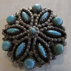  Zuni Donnie And Lenore Dosedo Turquoise And Sterling Pen Pendant- 