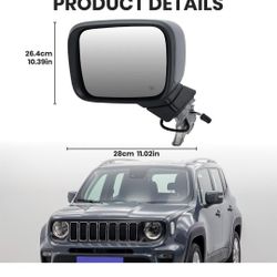 Espejo lateral izquierdo del conductor compatible con Jeep Renegade 2015, 2016, 2017, 2018, 2019, 2020, 2021, 2022, 2023, espejos retrovisores eléctri