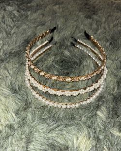 Hair Essentials Women 3pc Pearl & Rhinestone Decorative Headbands (NEW)