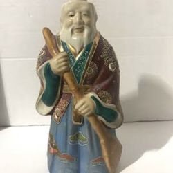 Antique Kutani Moriagi Gilded Figurine Emory Sake Bottle