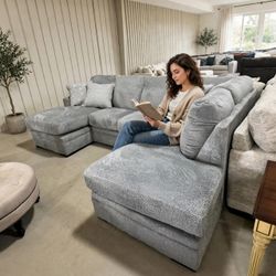Casselbury Cement 2-Piece RAF Chaise Sectional