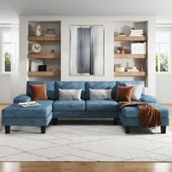New Modern Soft Cotton Chenille Fabric Convertible Sectional Sofa U Shaped Couch for Living Room Oversized Seating with Comfortable Backrest  New in b