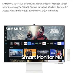 SAMSUNG 32” M80C UHD HDR Smart Computer Monitor Screen