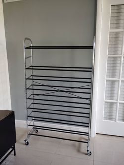10-Tier Rolling Shoe Rack with Wheels