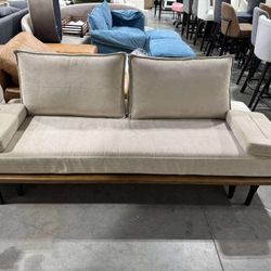 Homary 79" Linen Convertible Futon Sofa Bed 3-Seater ( little scratche)