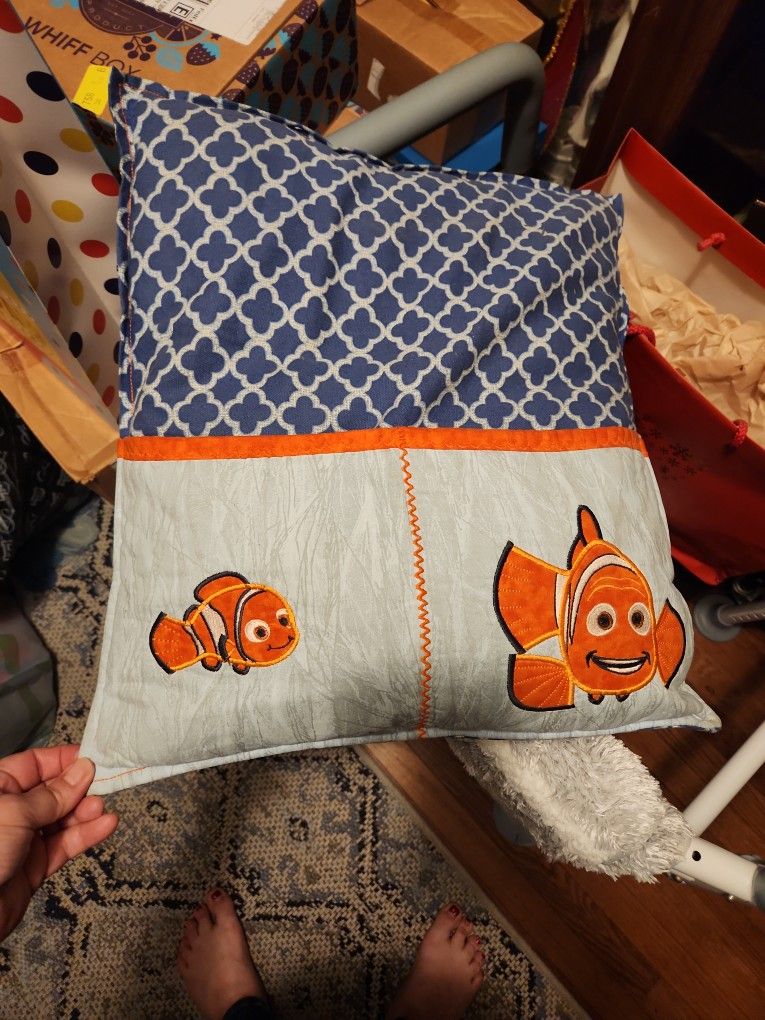 Handmade Disney Nemo Throw Pillow with Pockets