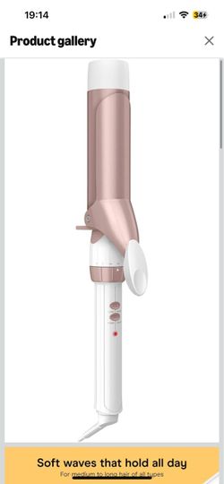 Conair Curling Iron, Double Ceramic, 1 1/2" Barrel, White/Rose Gold Hair curler and hair waver for medium to long hair with 30 heat settings, built-in