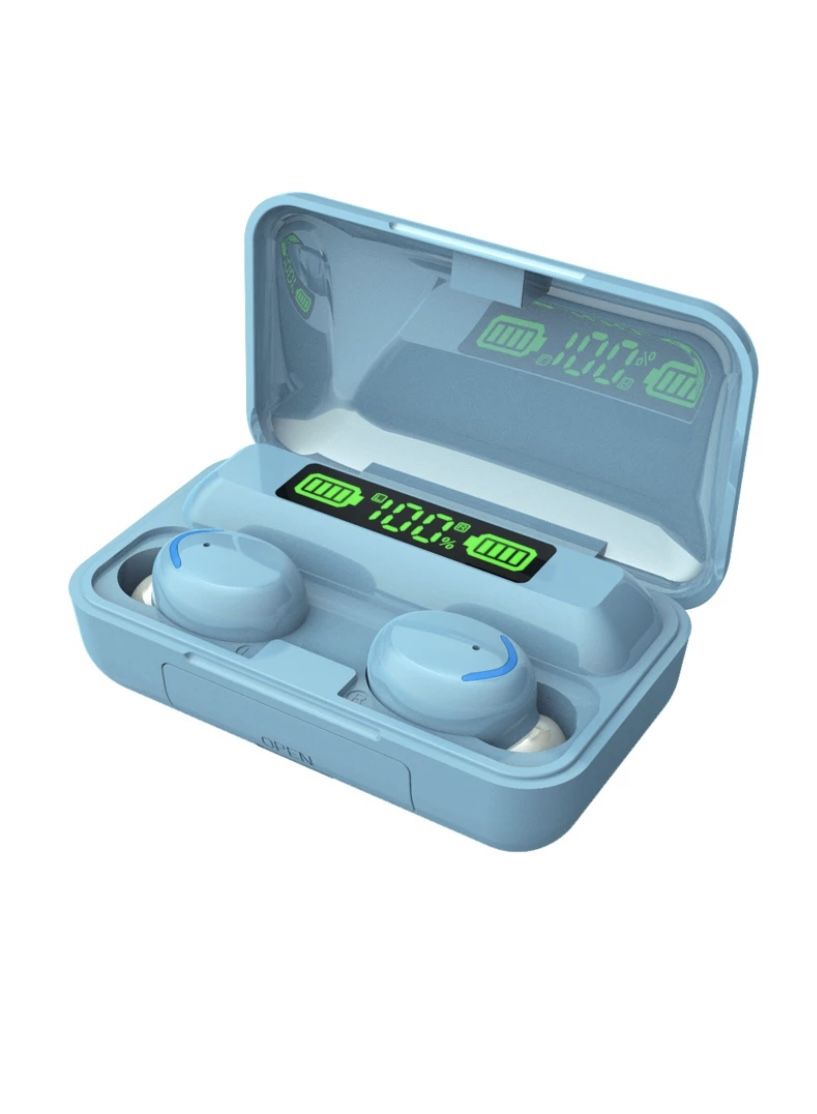 Light Blue Bluetooth 5.0 Earbuds TWS Wireless Headphones Headset Stereo Samsung Android iPhone Earphone Gift