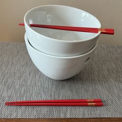 Ramen Bowls with Chopsticks - Set of 2