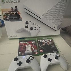 Xbox One S System W/ 2 Controllers & Games