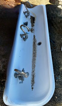 Heavy duty old style cast iron triple sink