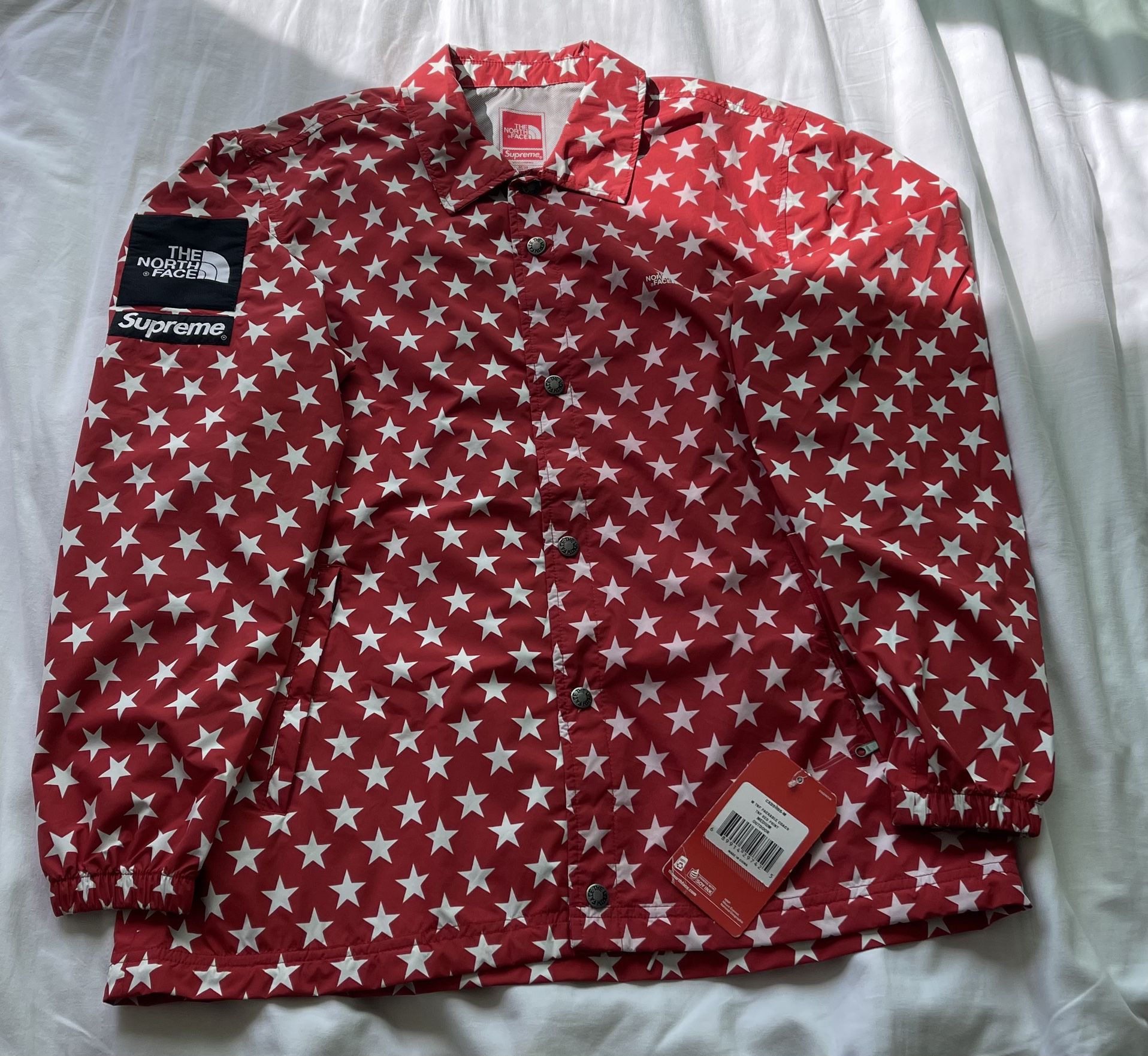 Supreme x The North Face Red Stars Packable Coach Jacket w/Tags! 100% Authentic (2015