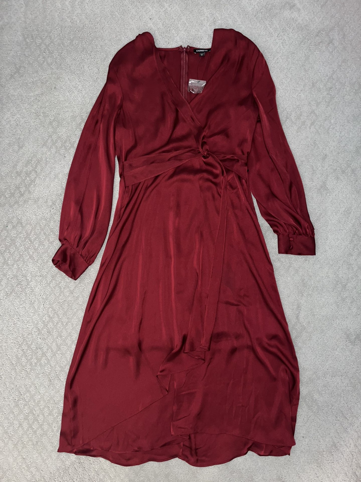 Ruby Red Satin Express Wrap Dress