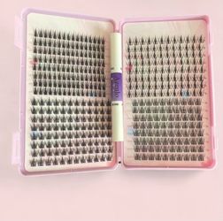 New Black individual eyelashes clusters with pink case with Bond/Seal