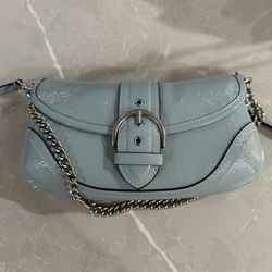 Coach Blue Leather Shoulder Bag w/ Chain Strap – Like New / Never Worn