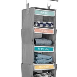 ‼️BRAND NEW‼️ Heavy Duty 6-Shelf Hanging Closet Organizer, 47.2×12.2×12.2 INCH Collapsible Weekday Closet Storage Organizer. Clothes Organizer Hanging