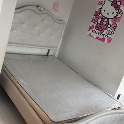 Queen Bed Full Set (bed Frame, Mattress, Box Underneath Mattress