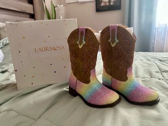 Laurmosa Kids Rainbow Glitter Cowboy Boots