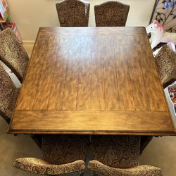 Solid Wood Dining Table With 7 Matching Chairs