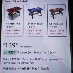 REAHOISY 54 Inch Pool Table