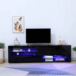 BLACK TV STAND WHIT LED LIGHT 