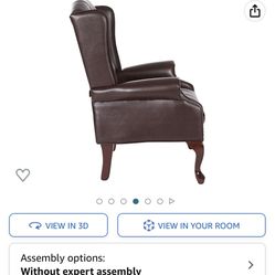 Office Star TEX Traditional Queen Anne Style Chair with Thick Padded Seat and Lumbar Support Back with Royal Cherry Finish Wood Legs, 