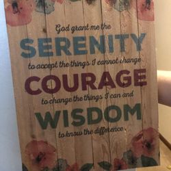Serenity, Courage, Wisdom Wooden Picture Plack