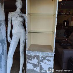 SALE! White/Silver Sequin Lighted Tall Cabinets / Matching Life Size Mannequin $350