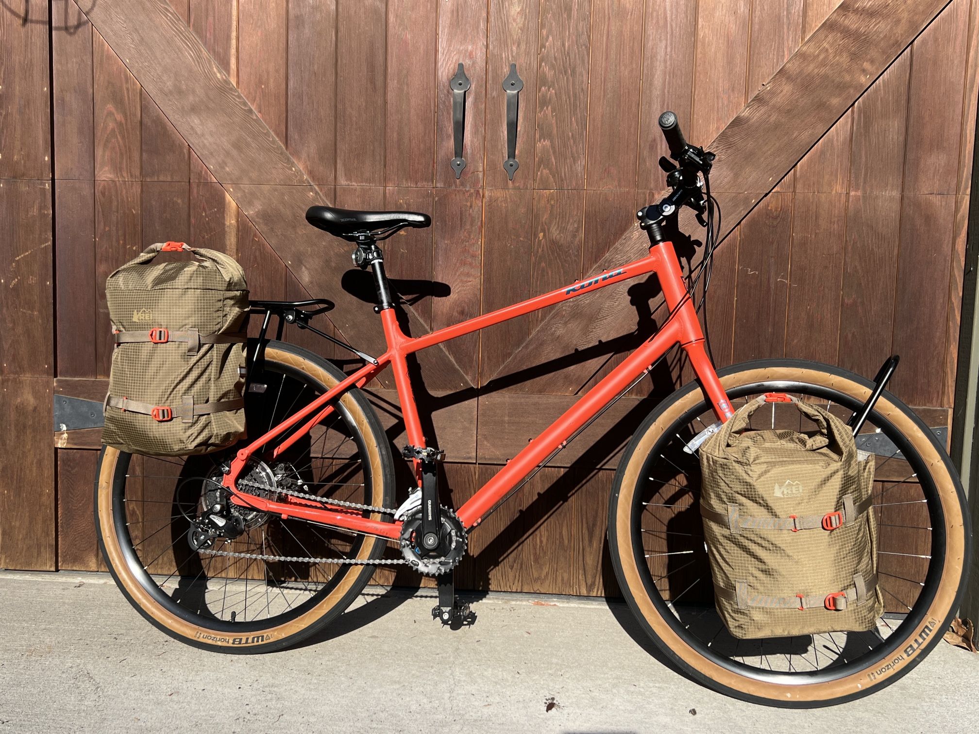 Large Kona Dew with Racks + 4 Panniers