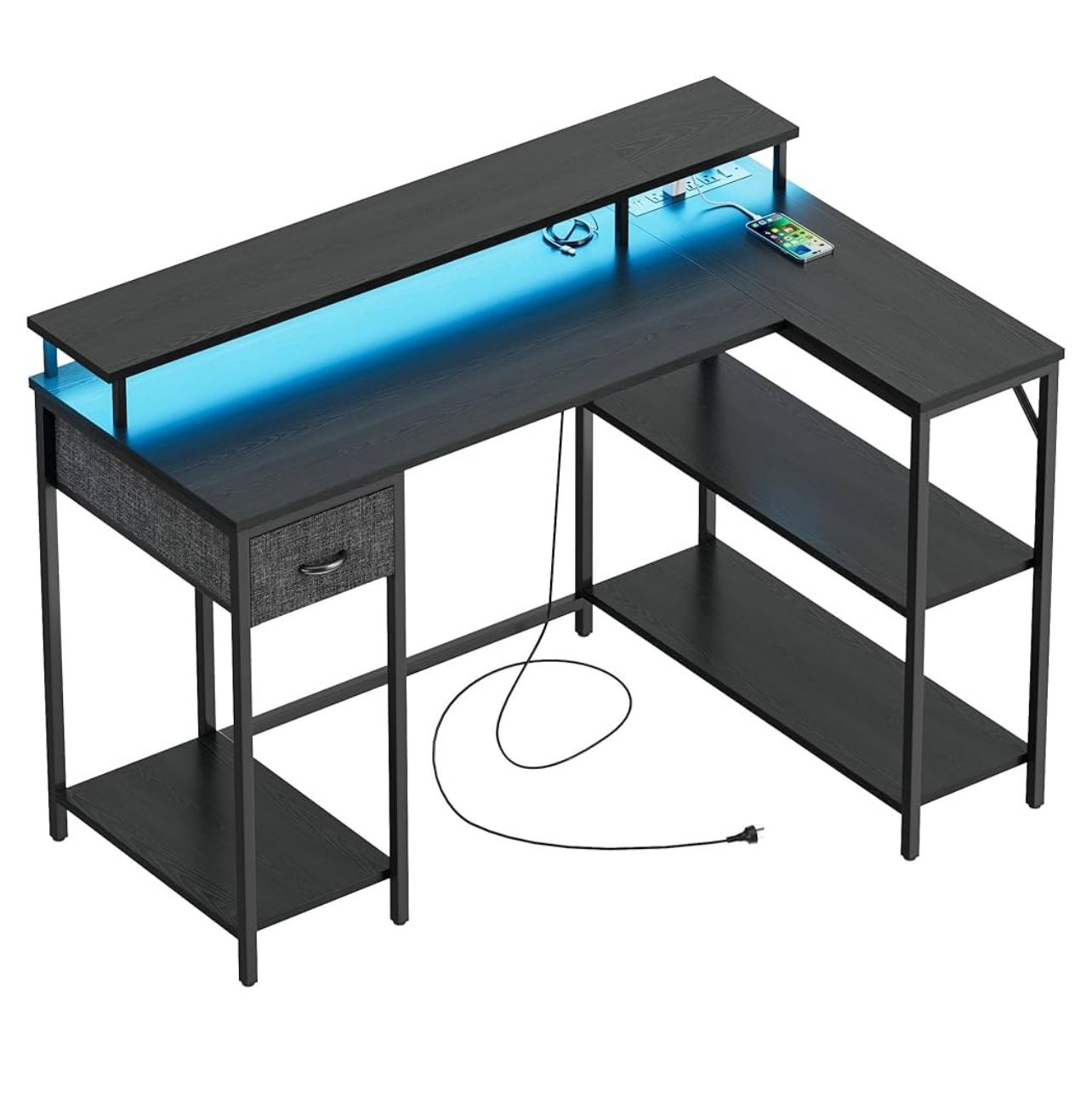 47” L Shaped Gaming/Computer Desk (Black)