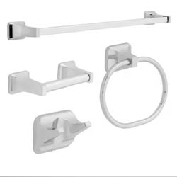 Franklin Brass Futura 4-Piece Bath Hardware Set with 24 in. Towel Bar, Toilet Paper Holder, Towel Ring, Towel Hook in Polished Chrome