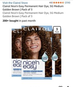 Clairol Nice'n Easy Permanent Hair Dye, 5G Medium Golden Brown | Pack of 3