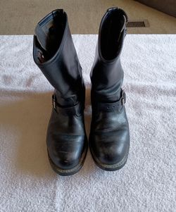 Men's Sz 7 Vintage 1980s Tapper Vulcan Leather Motorcycle Steel Toe Boots