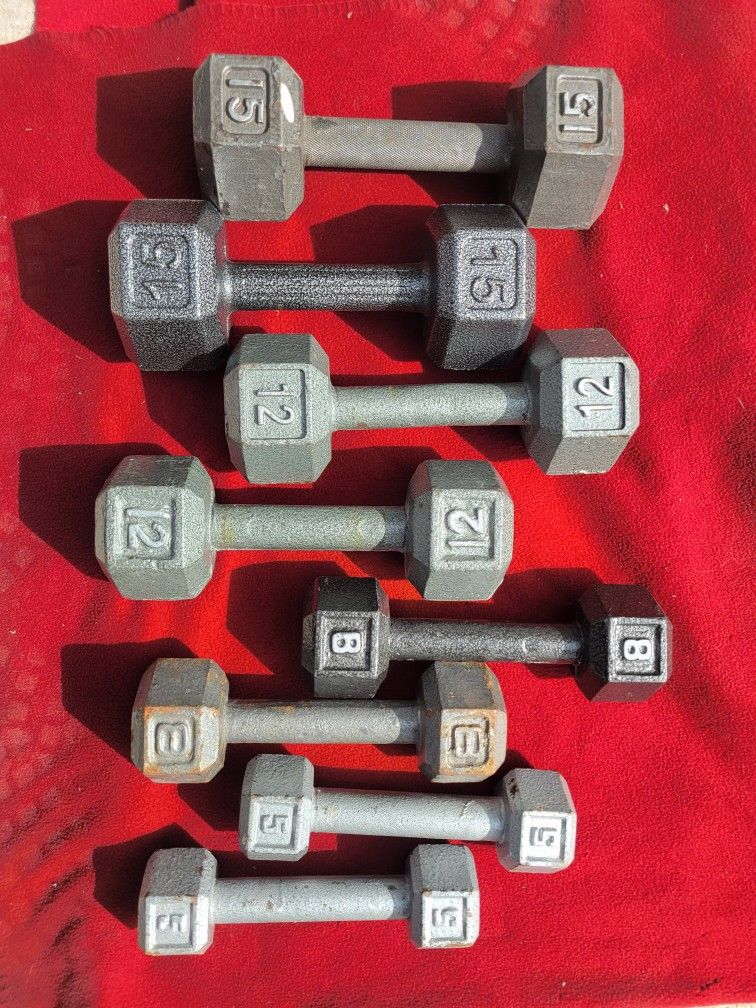 SETS OF 15s. 12s. 8s 5s HEXHEAD DUMBBELLS. TOTAL 80LBs
11525 S HALSTED. Dunkin Donuts/
7111.S WESTERN WALGREENS DELIVERY AVAILABLE $
70$. CASH