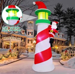 NEW Christmas 10FT LED Santa Climbing Lighthouse Airblown Inflatable
