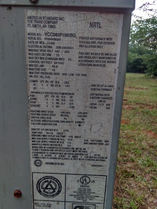 5 Ton. Gas Heat &Air