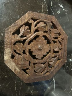 Hand Carved Wooden Trivet