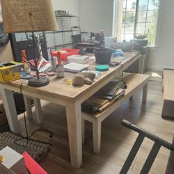 Wooden Table With Benches