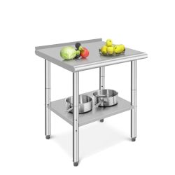Stainless Steel Prep Table 24 x 24 Inches Kitchen Work Tables with Wheels NSF Commercial Worktable for Restaurant and Home
