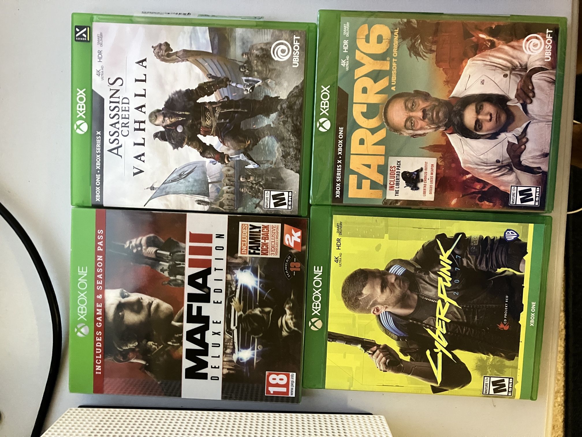 Cyberpunk, Mafia 3 Goty, Valhalla, Far cry 6 Xbox One