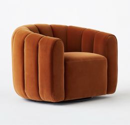 CB2 Fitz Channeled Green Velvet Swivel Chair
