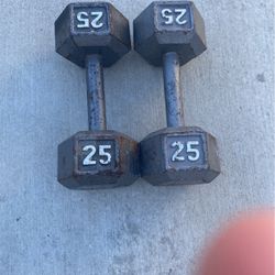 Two 25 Pound Dumbbells 