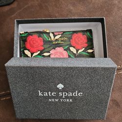Kate Spade Morgan Rose Garden Printed Saffiano Leather Small Slim Bifold Wallet