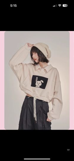 Rabbit Crop Top Sweatshirt