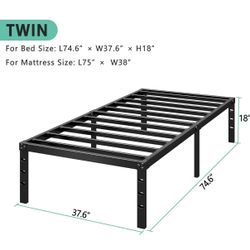 New Metal Platform Bed Frame 18 Inch Tall, Holds Up To 660 Lbs. Black. Russell/Boulder Area.