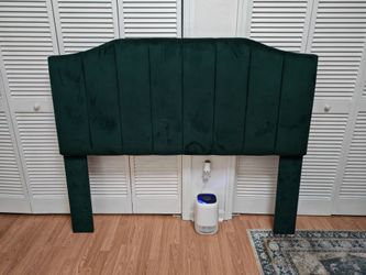Green Velvet Channel Tufted Queen/Full Headboard