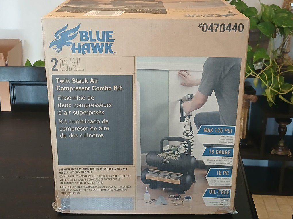Blue Hawk Twin Stack Air Compressor Combo Kit